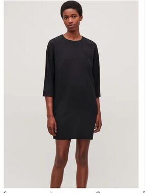 cos layered dress LAYERED LONG-SLEEVED MINI DRESS - BLACK